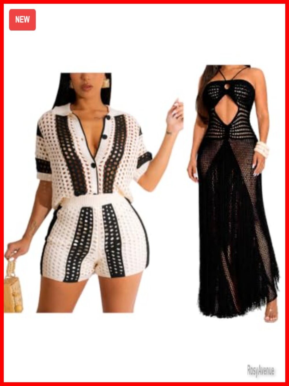 Women's Crochet Vacation 2 Piece Short Set Maxi Cover Up Dress